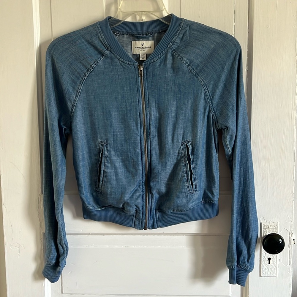 AE lightweight denim bomber jacket jean jacket